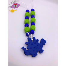 Load image into Gallery viewer, Blue and Green Pink Purple Dinosaur Sensory Chewy Necklace -