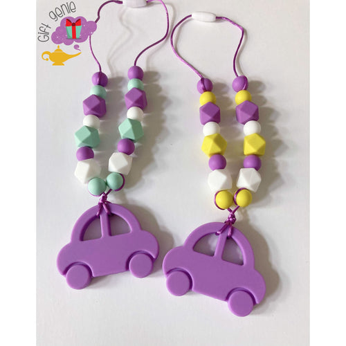 Girly Car Sensory Chewy Necklace - purple & mint - Kids toys