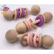 Load image into Gallery viewer, Unique color Montessori Wooden Rattle - pink - baby gifts