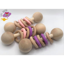Load image into Gallery viewer, Unique color Montessori Wooden Rattle - purple - baby gifts