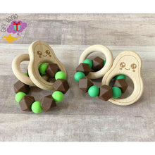 Load image into Gallery viewer, Avocado teether bracelet - brown &amp; dark green - baby gifts
