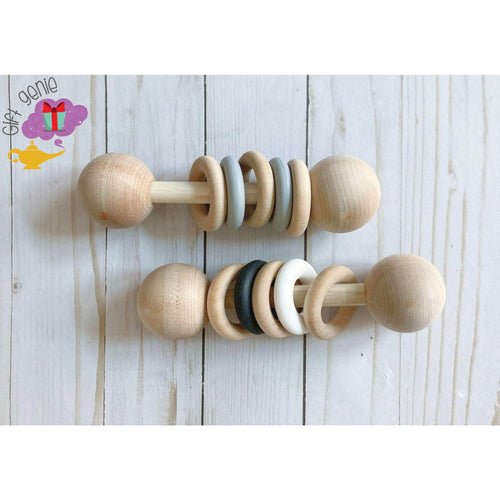 Black & White Montessori Wooden Rattle - baby gifts