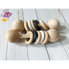Load image into Gallery viewer, Black &amp; White Montessori Wooden Rattle - baby gifts
