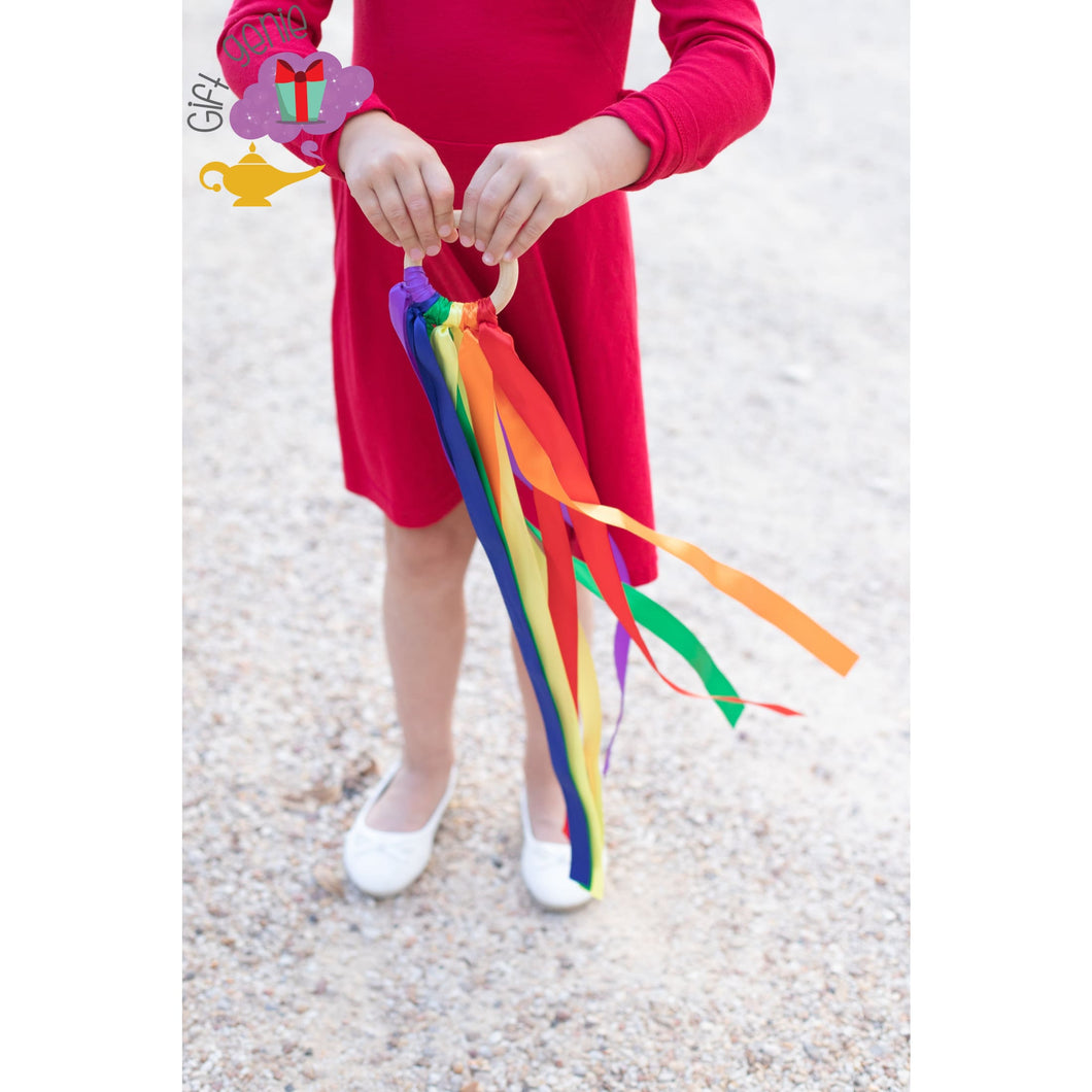 Large Rainbow Ribbon Hand Kite - toddler toys
