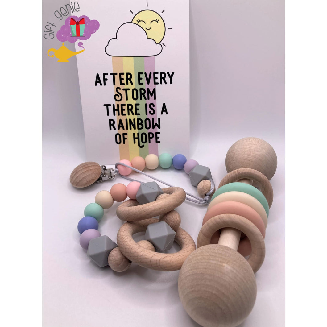 Pastel Rainbow Baby Silicone Gift Set - baby gifts