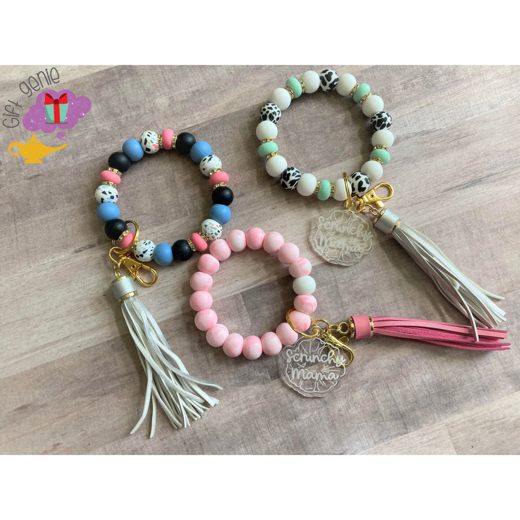 Scrunchy Mama Women’s Keychain Wristlet Speckled print beads