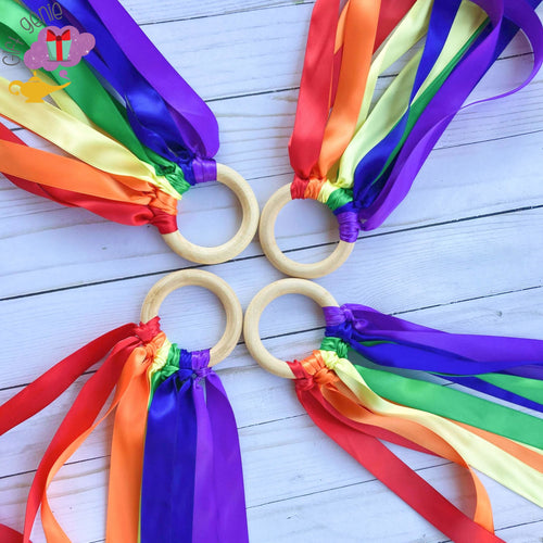 Small Rainbow Ribbon Hand Kite - toddler toys