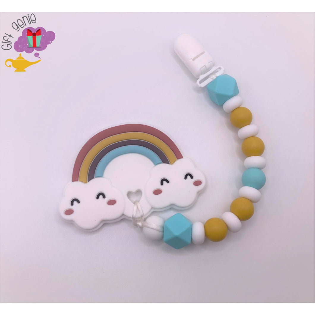 Warm Rainbow Cloud Teething Clip - baby gifts